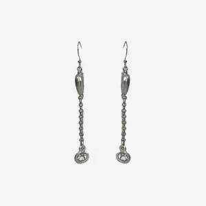 BRASS SILVER PLATED CLEAR DROP EARRINGS