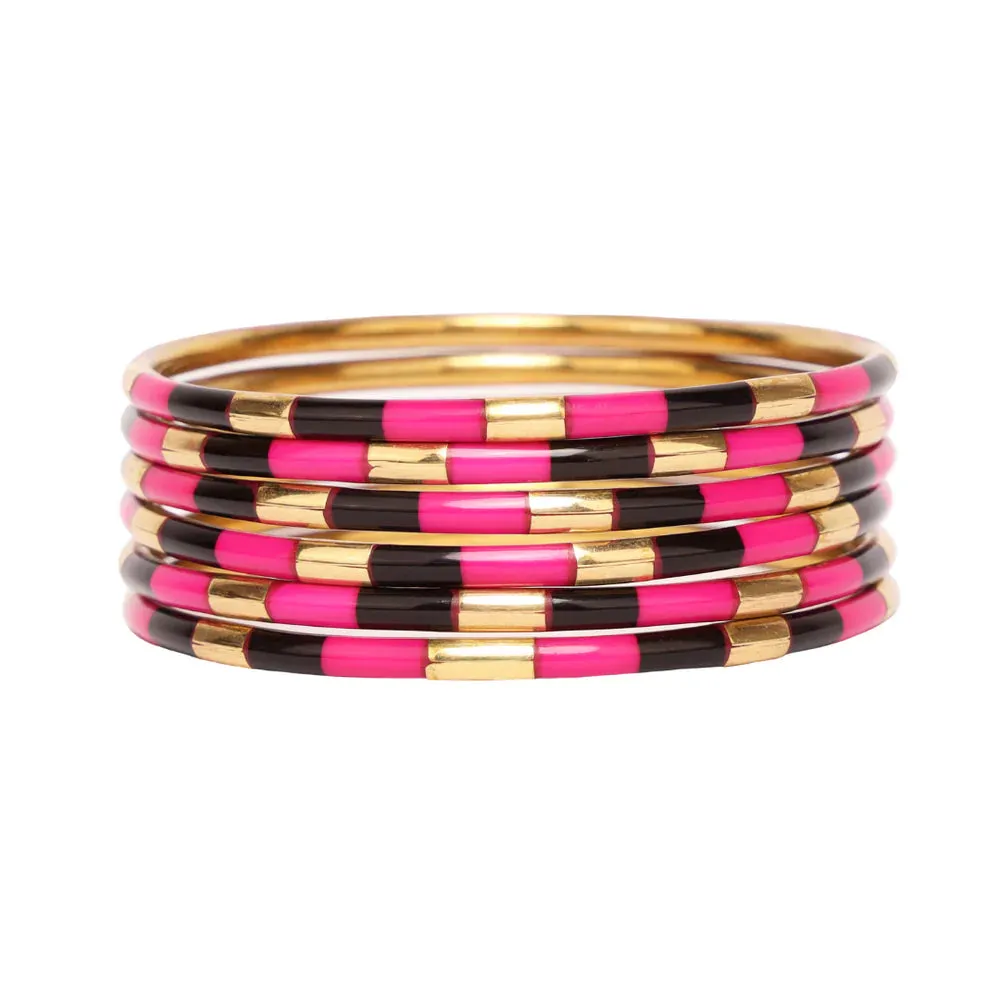 BuDhaGirl | Set of Six | Veda X Bangles in Pink and Black