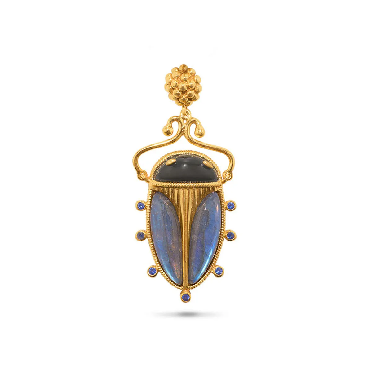 CAPUCINE DE WULF - SCARAB PENDANT BLUE LABRADORITE/BLACK AGATE