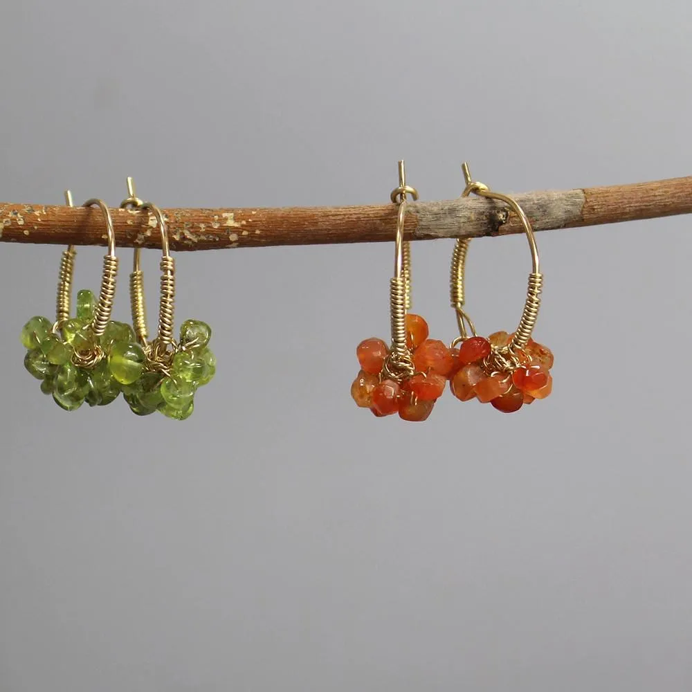 Carnelian Bouquet Hoop Earrings