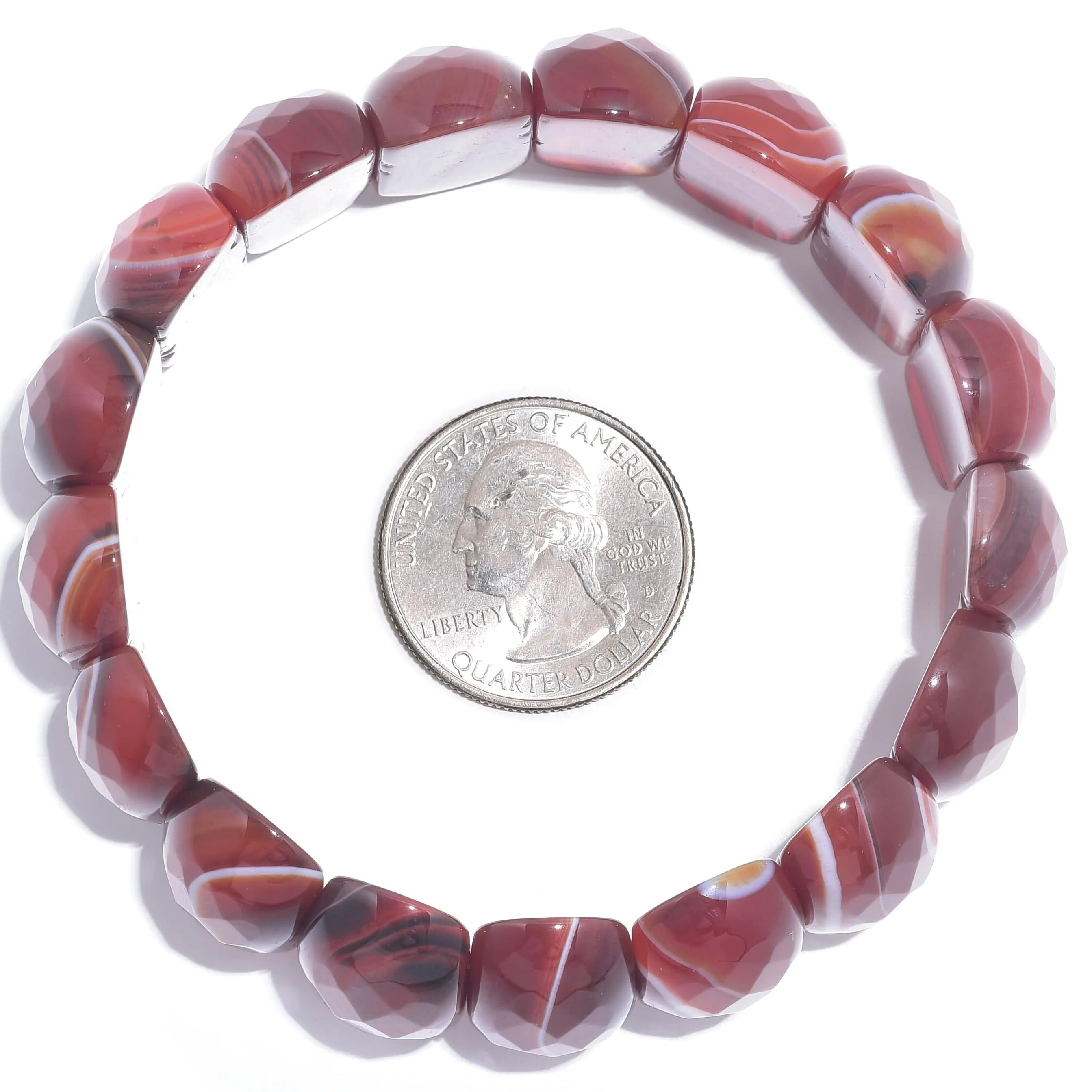 Carnelian Rectangular & Faceted Natural Gemstone Elastic Bracelet