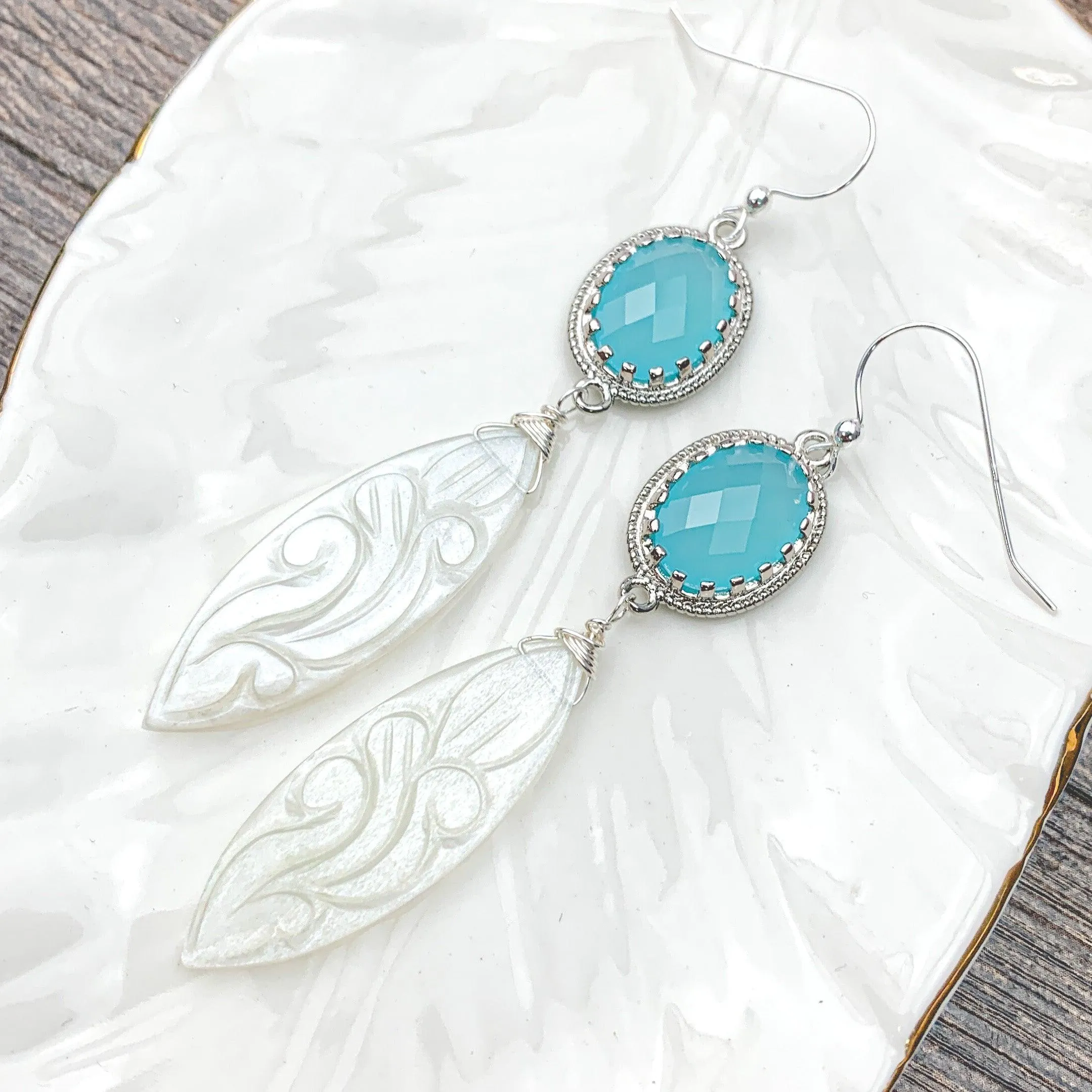 Carved Moonstone Statement Earrings