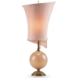 Celia Table Lamp 167 AP 143 by Kinzig Design, Lamp Cream Blown Glass, Linen Shade