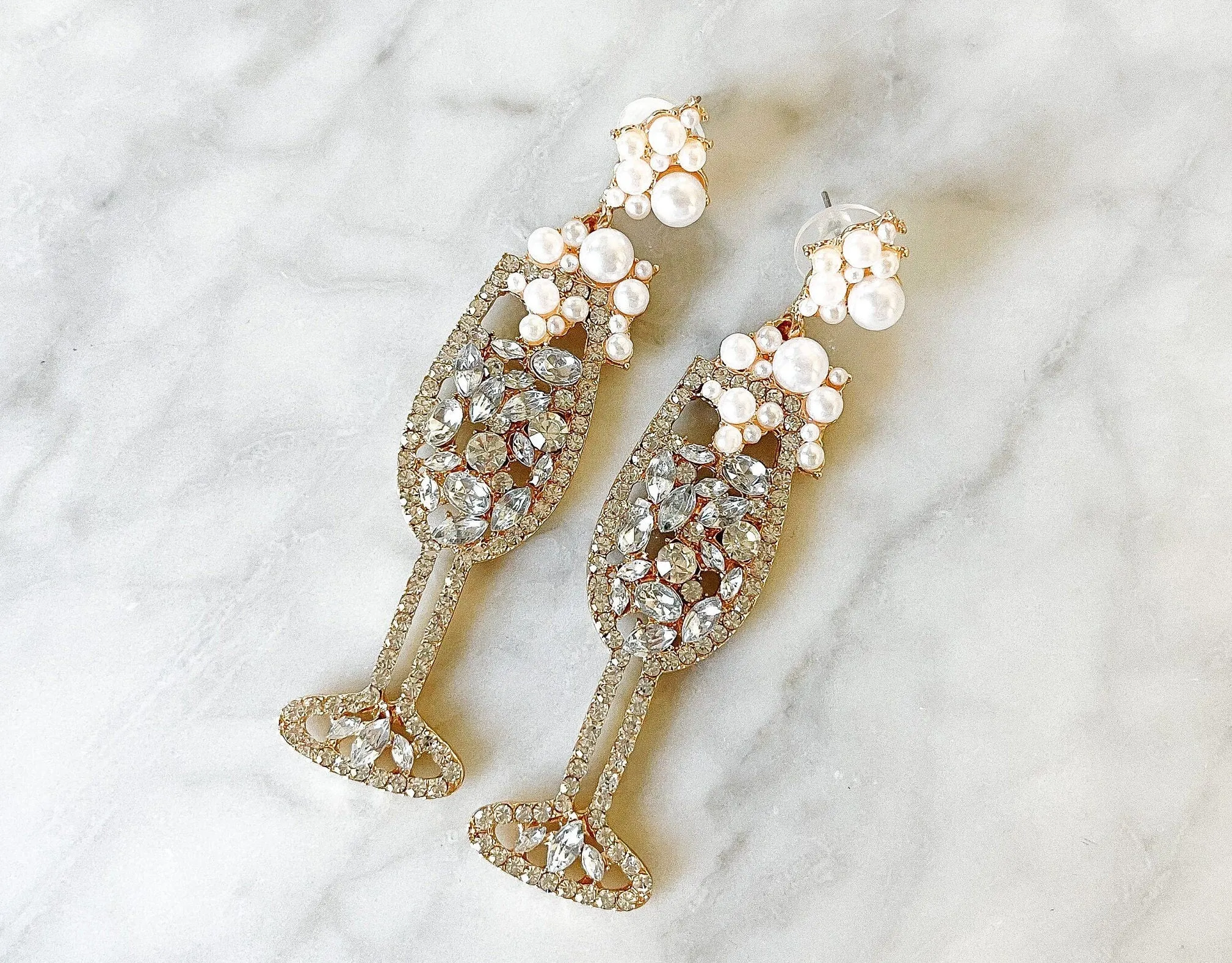 Champagne Earrings | Beaded Champagne Glass Earrings, Fun Party Accessories & Unique Gifts for Alcohol Lovers