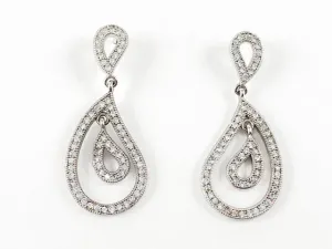 Classic Unique Pear Shaped CZ Drop Brass Earrings