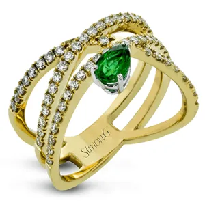 Color Ring In 18k Gold With Diamonds