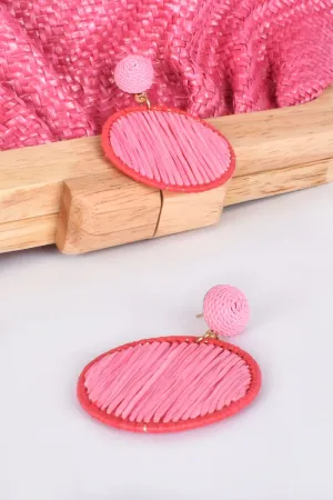 Contrast Colour Woven Drop Earrings | Pink/Red