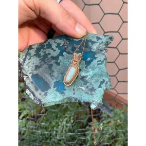 Cooper Pedy Opal In 14K Gold Wire Wrap Pendant