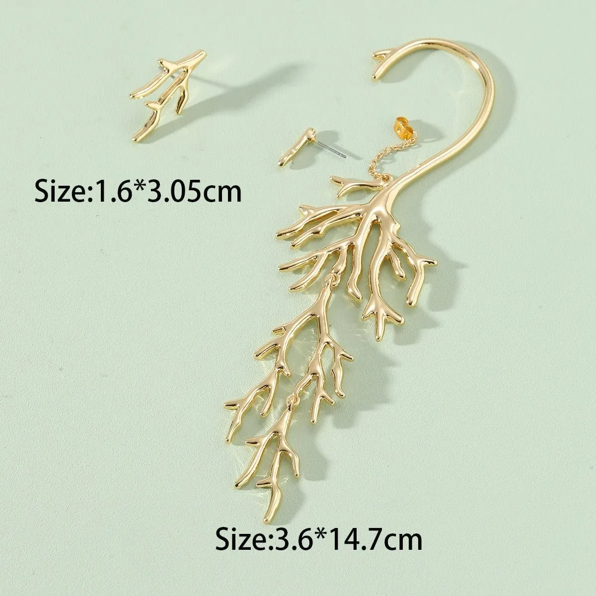 Coral Asymmetric Chain Set Earrings