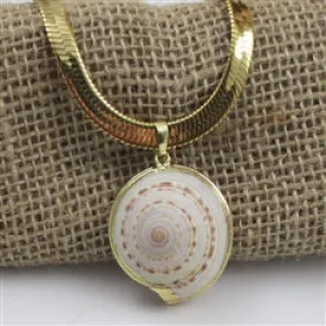 Cream Shell Pendant Necklace on Gold Chain