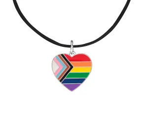 Daniel Quasar Heart Charm on Black Cord Necklaces