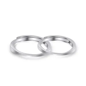 Delicate Thinning Slim Silver Couple Ring for Women