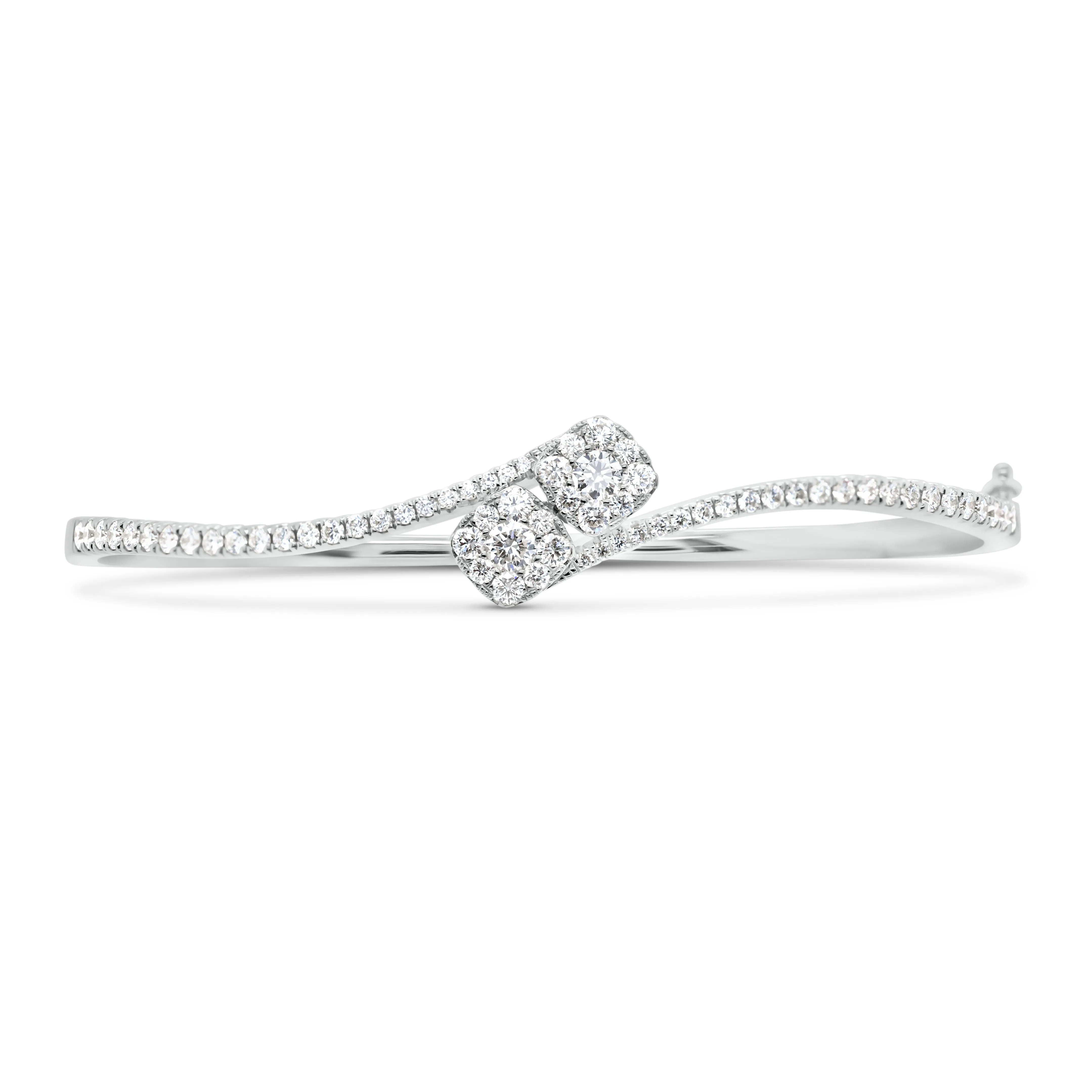 Diamond Cushion Bypass Bangle Bracelet