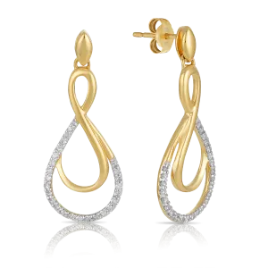 Diamond Drop Earrings in 9ct Yellow & White Gold