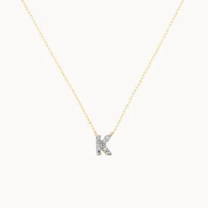 Diamond Letter K Necklace in 10k Gold