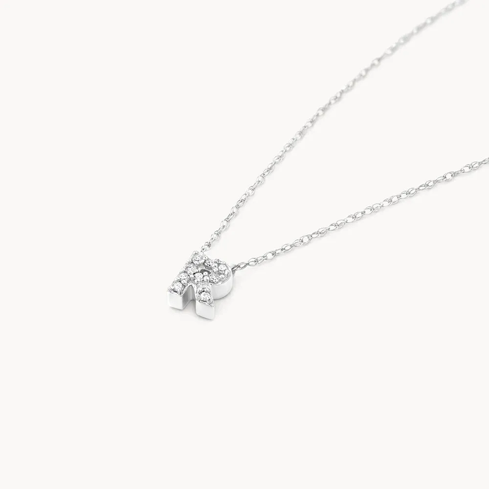 Diamond Letter R Necklace in Silver