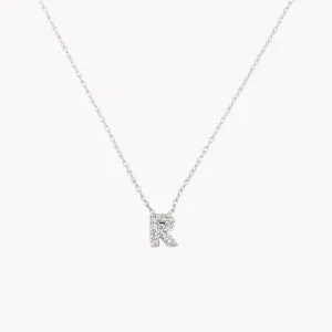 Diamond Letter R Necklace in Silver