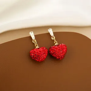 Earrings Charm Jewelry ECJTXY48 Red Heart Pendant Accessories