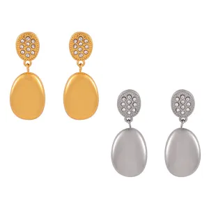 Elegant Lace Zircon Stud Earrings in Gold Plated Titanium Steel