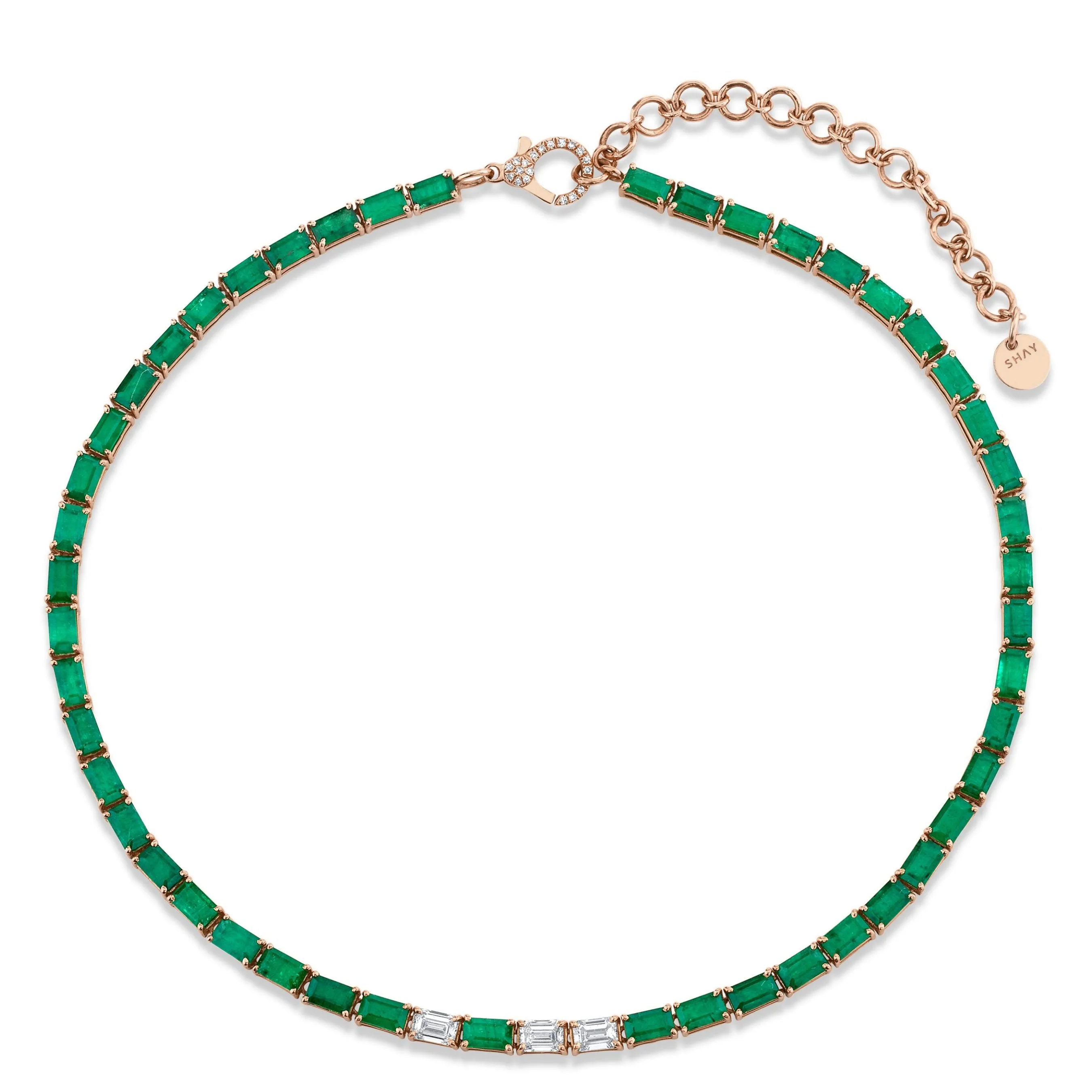 EMERALD & DIAMOND TENNIS NECKLACE