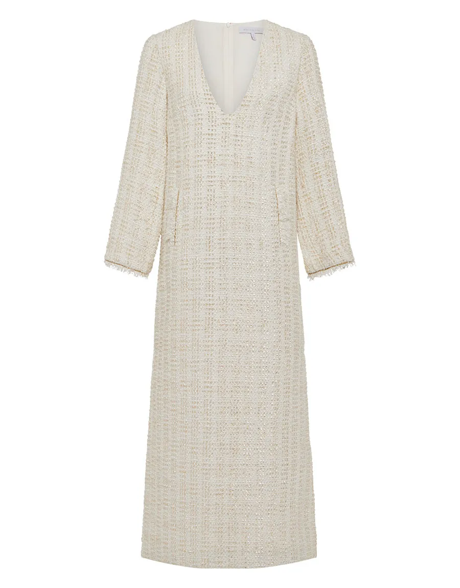 Eponine Tweed Maxi Dress - Cream