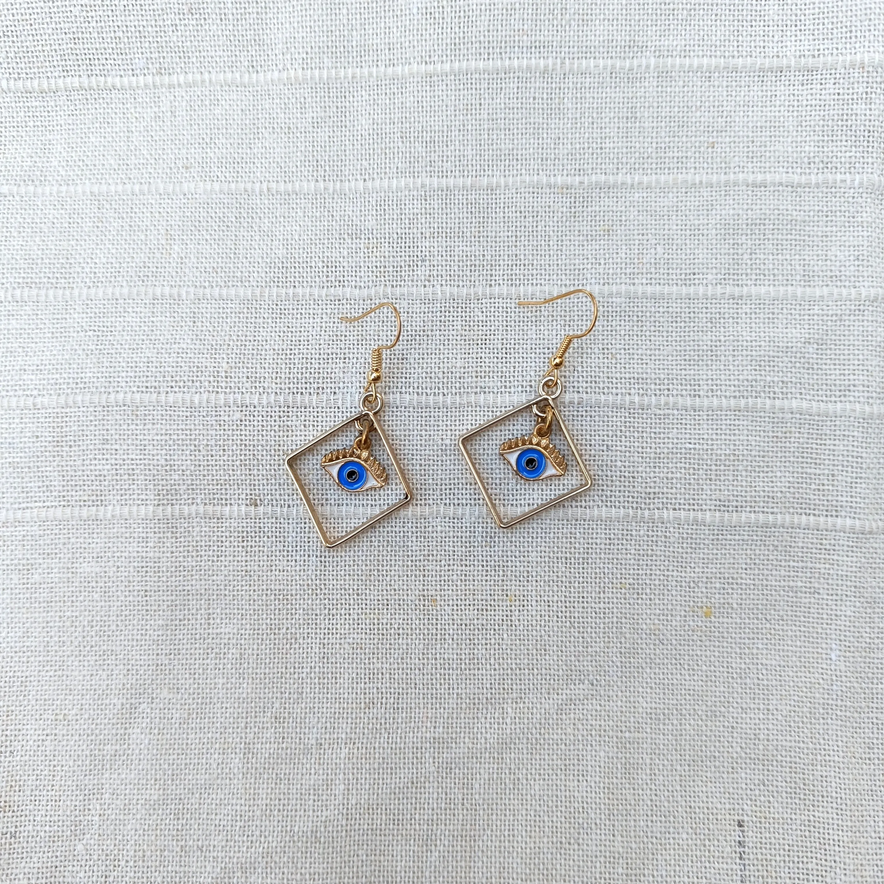 Evil Eye Dark Blue Dangle Earring