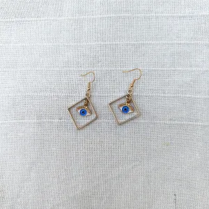 Evil Eye Dark Blue Dangle Earring