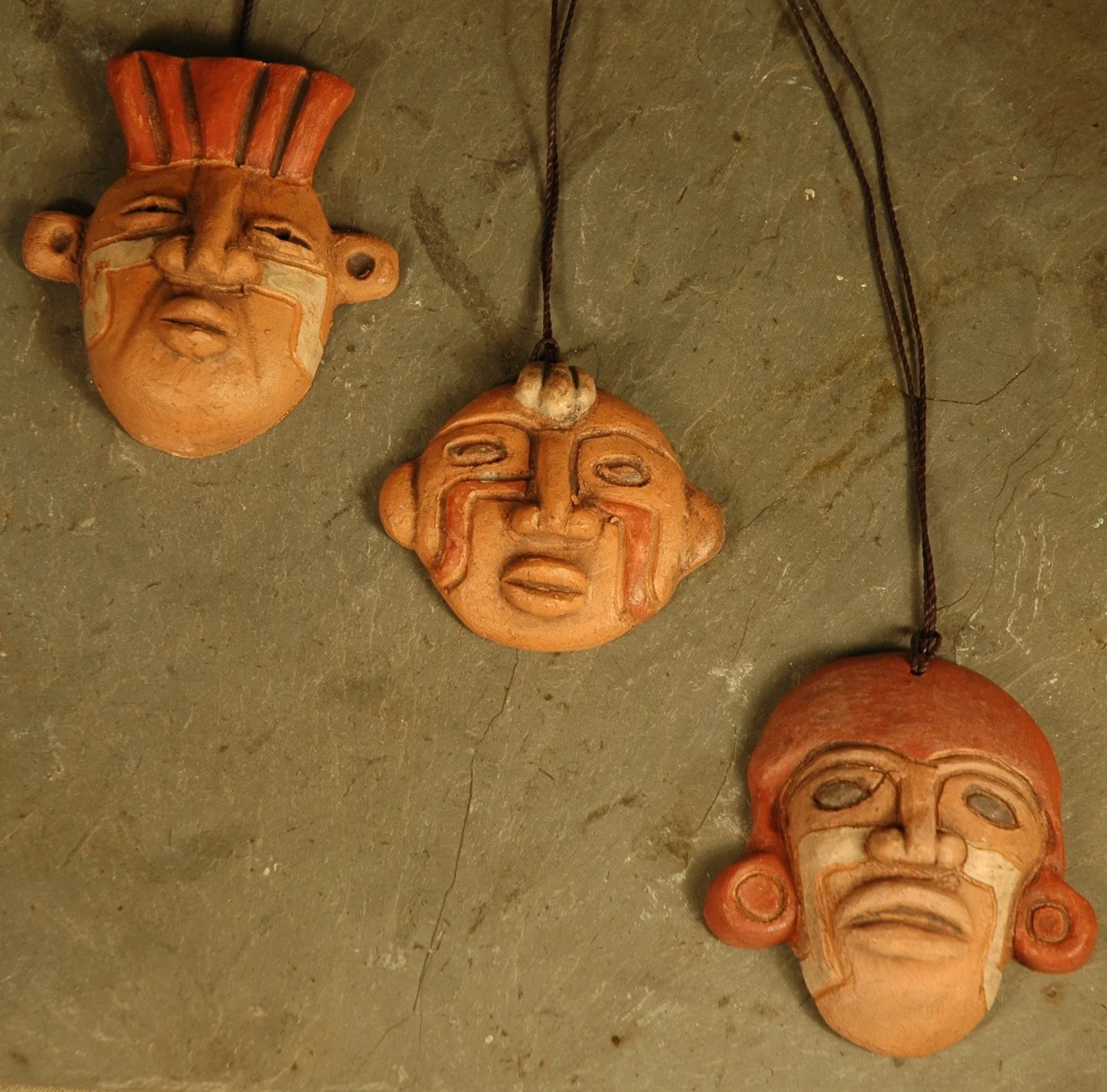 Fair Trade Chilean Ceramic Mask Pendant Set