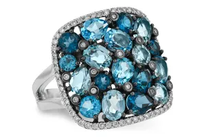 Fashion Forward Blue Topaz Ring in 14K White Gold