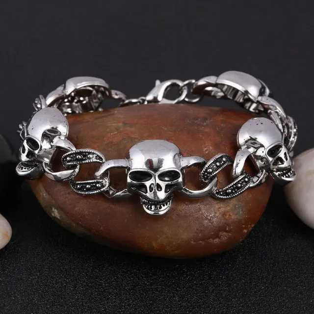 Fashion Punk Skull Stainless Steel Charm bracelet for Women DIY Bracelets & Bangles Charms Bracelets Men Pulseira Jewelry Gift