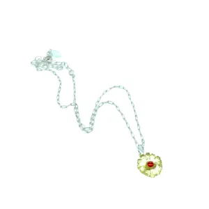 Flower Power Vintage Glass Necklace - Butter Yellow & Ruby Red Shortie