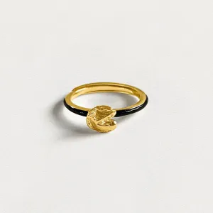 Fortune Cookie Ring (Black) - Gold