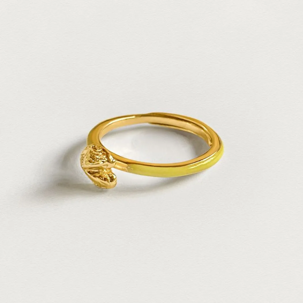 Fortune Cookie Ring (Yellow) - Gold