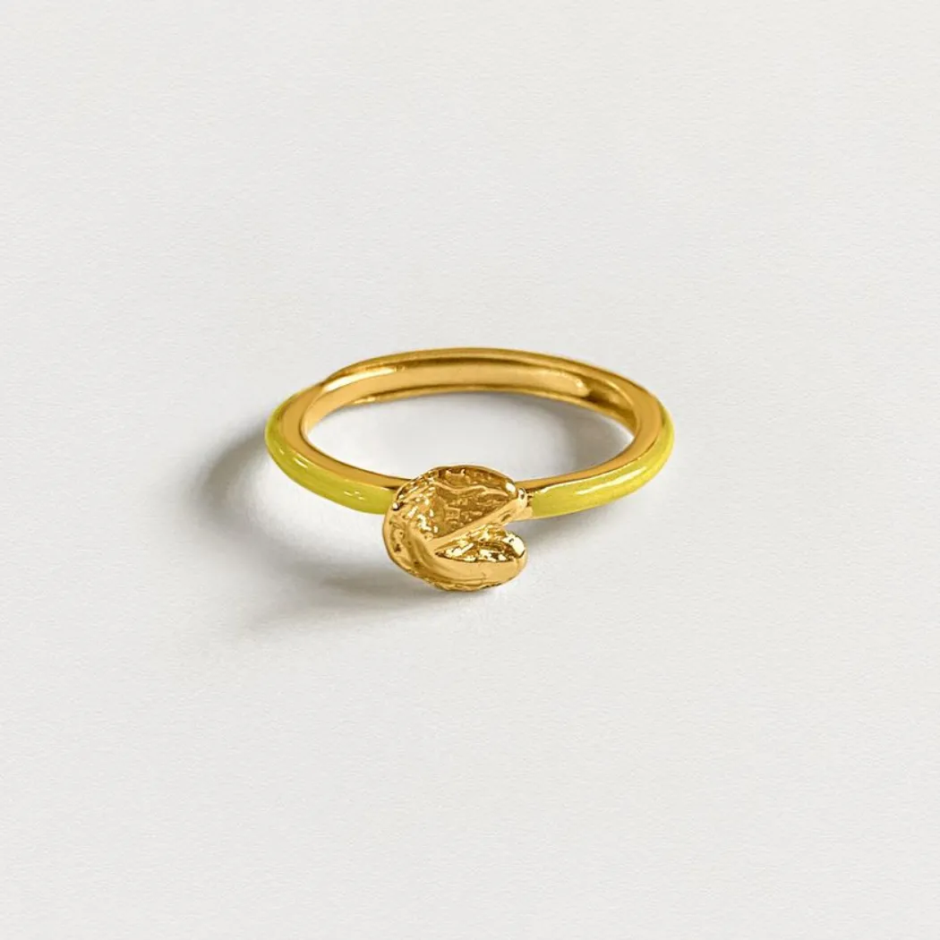 Fortune Cookie Ring (Yellow) - Gold