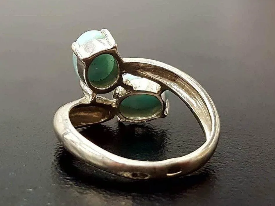 GENUINE Larimar Ring - Twin Blue Ring - Unique Blue Ring