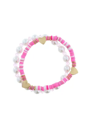 GIRLS HEARTS RUBBER BRACELET SET