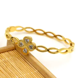 Gold Punk Clover Bracelets & Bangles Trendy Heart Crystal Stone Cuff Bracelet For Women Fashion Jewelry