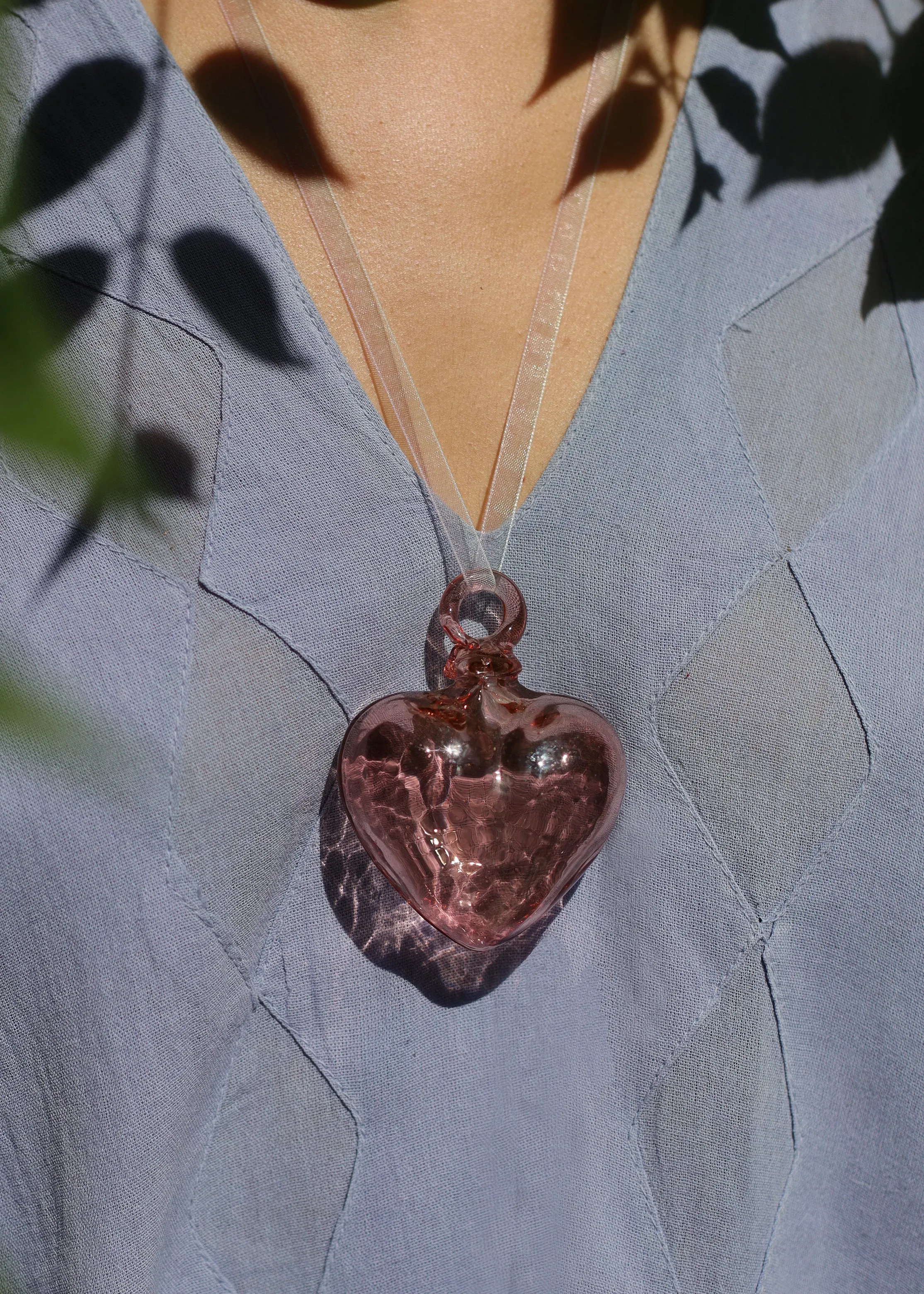 Hand Blown Glass Heart Pendant - 2 Sizes - 7 Colours