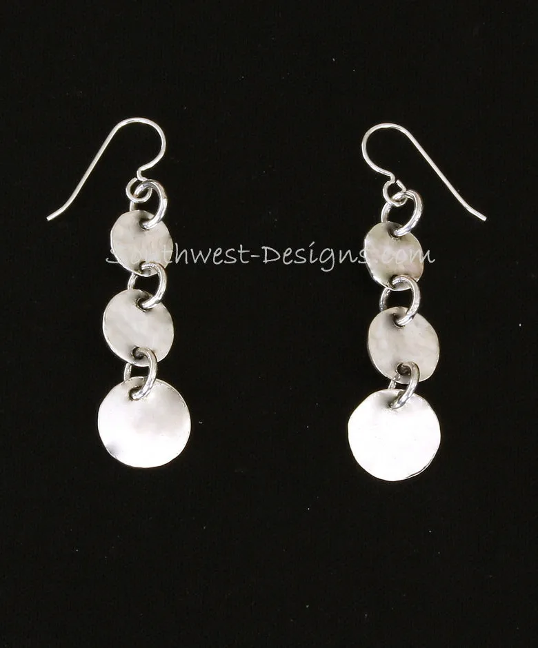 Handcrafted Sterling Silver Triple Circle Earrings with Sterling Silver Rings & Earring Wire