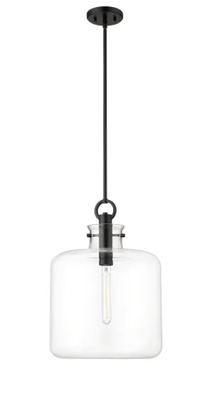 Hayloft Pendant - Matte Black - Clear Glass - 14.2in. Diameter - E26 Medium Base