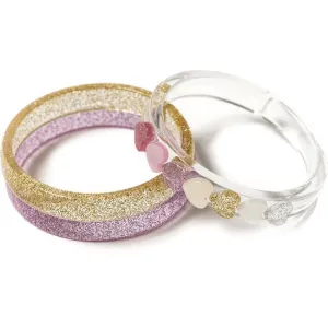 Hearts Pearl Shades Gold Pink Glitter Bangels