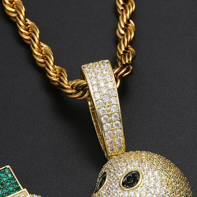 Hip Hop Zircon Hand Grabbing Dollar Bill Little Boy Pendant