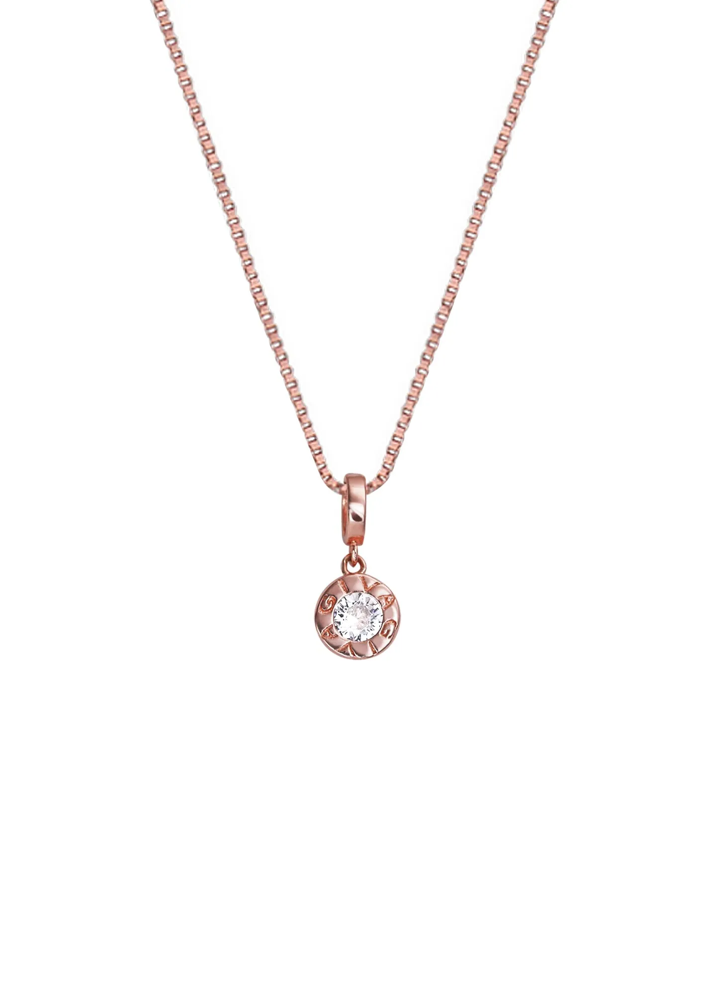 Hypoallergenic Sterling Silver Rose Gold Minimal Zircon Pendant with Link Chain