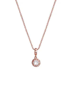 Hypoallergenic Sterling Silver Rose Gold Minimal Zircon Pendant with Link Chain