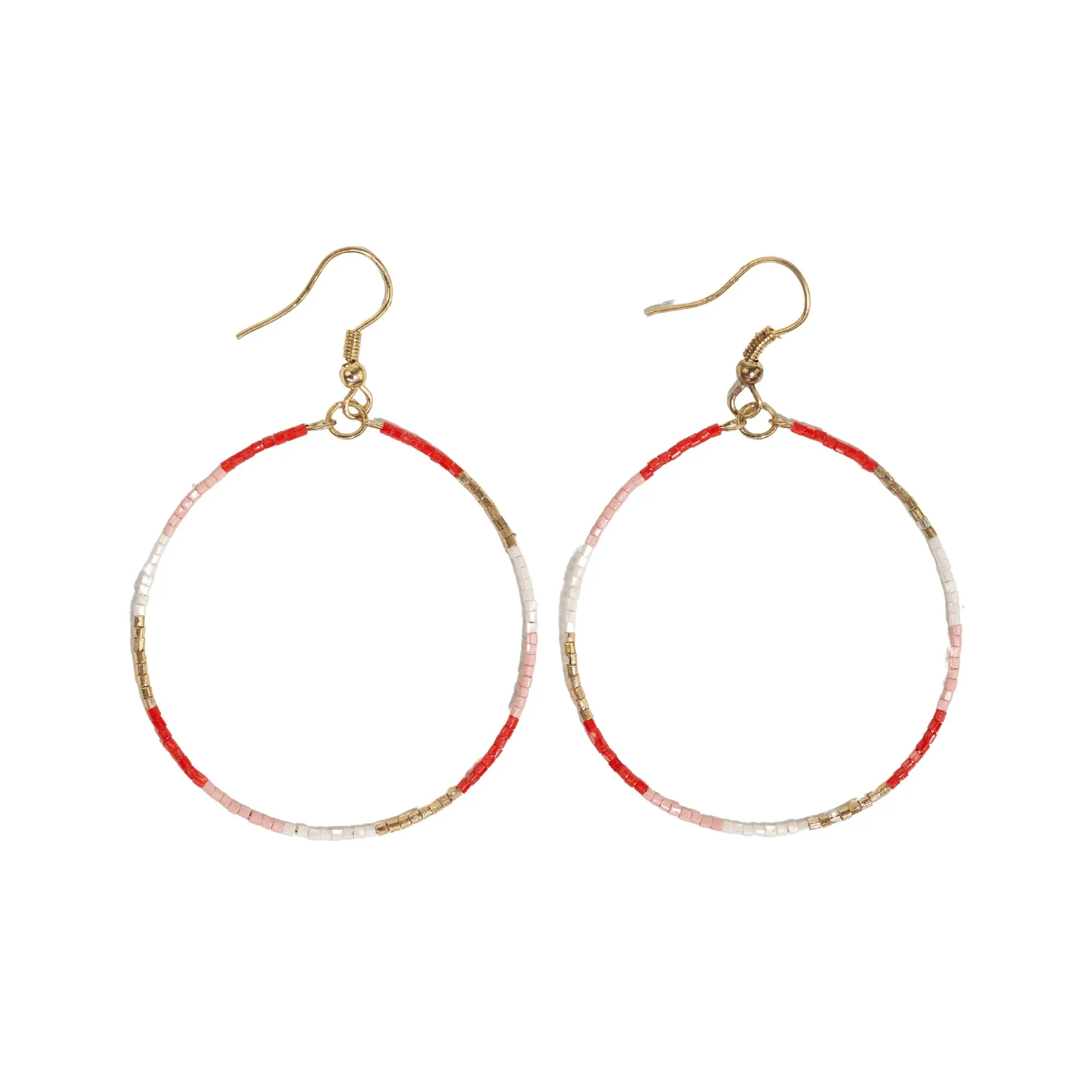 Kelly Color Block Beaded Hoop Earrings Poppy