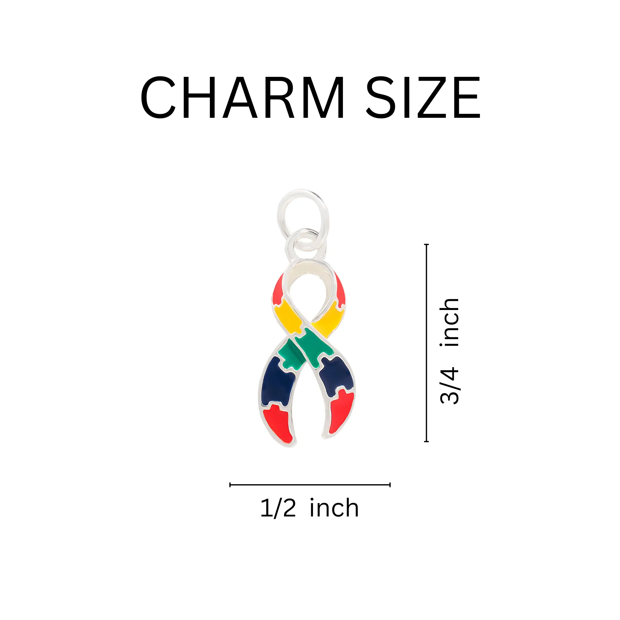 Large Autism Awareness Ribbon Chunky Charm Bracelets