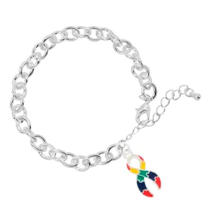 Large Autism Awareness Ribbon Chunky Charm Bracelets