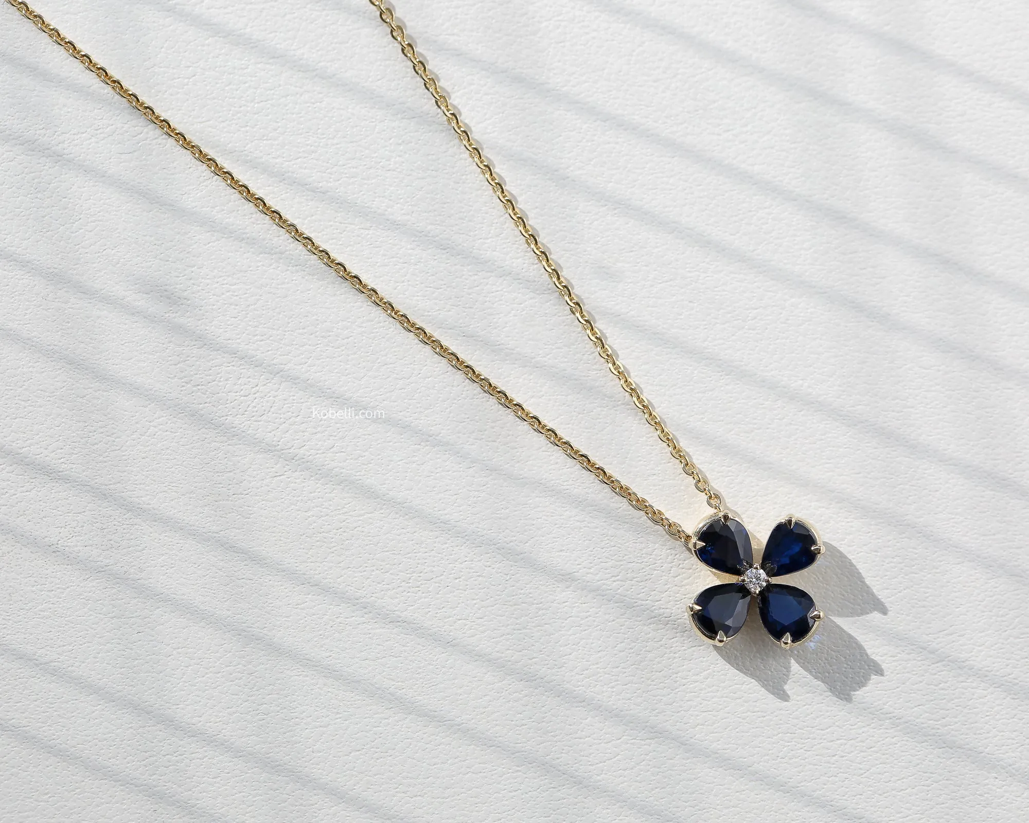 Lilah Dark Sapphire Flower Necklace