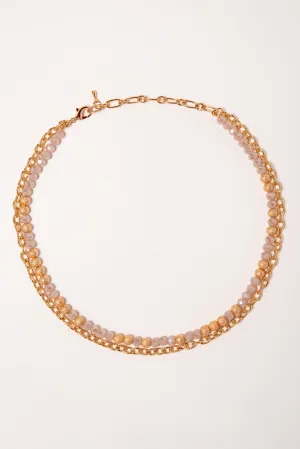 Mia Double Strand Beaded Necklace -Rose Gold