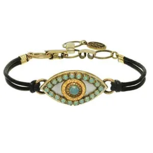 Michal Golan Jade Evil Eye Bracelet on Leather